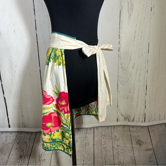 Vintage Floral Botanical Hostess Half Apron Kitchen Cooking Baking - Picture 7 of 13